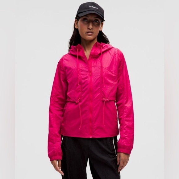 lululemon athletica Jackets & Blazers - Lululemon Pink Hooded Jacket Drawstring Water-Resistant Hooded Jacket